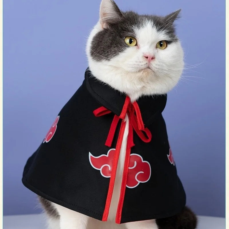 Akatsuki Red Cloud Cat Cloak - Anime Cosplay Costume for Cats & Small Dogs