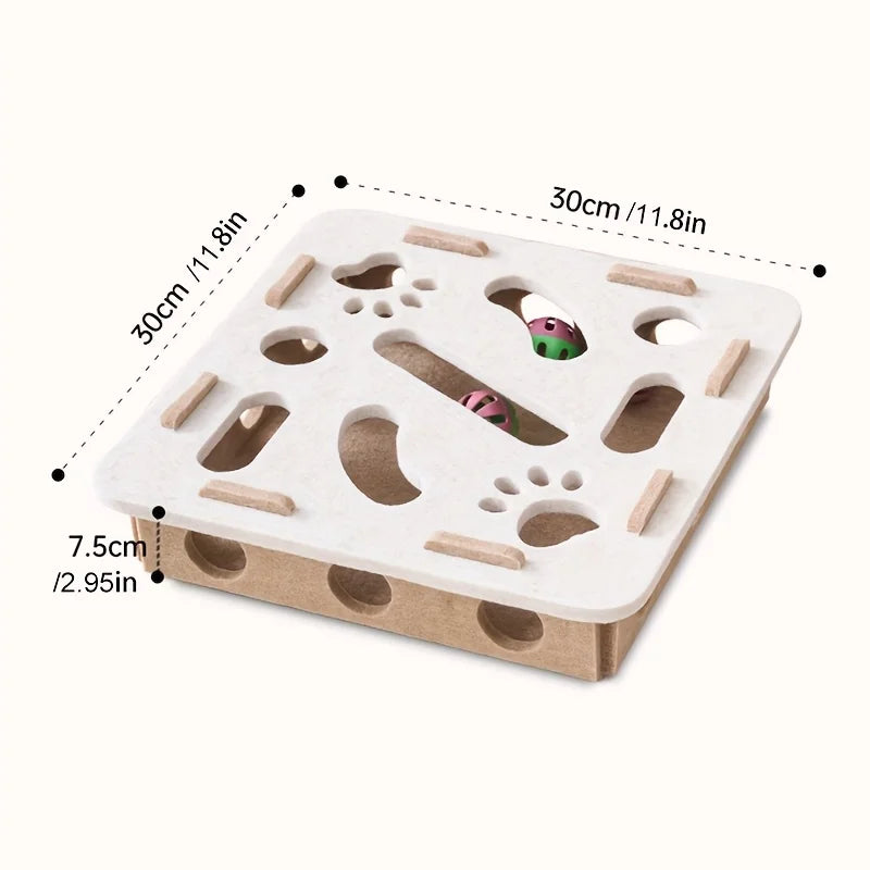 Felt Cat Puzzle Toy Box – Interactive Maze Tunnel with Bell Ball for Indoor Cats