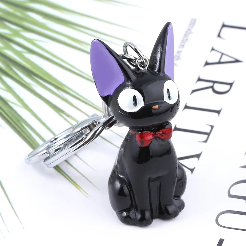 Cute Black Cat Anime Keychain - Cartoon Backpack Charm Keyring