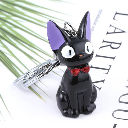 Cute Black Cat Anime Keychain - Cartoon Backpack Charm Keyring