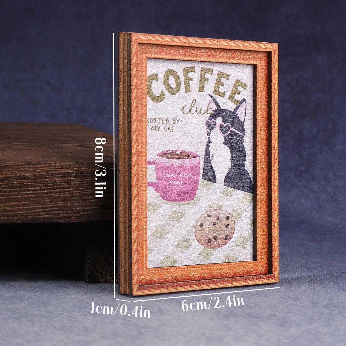Mini Framed Black Cat Eating Ramen Fridge Magnet - Cute Japanese Cat Decor