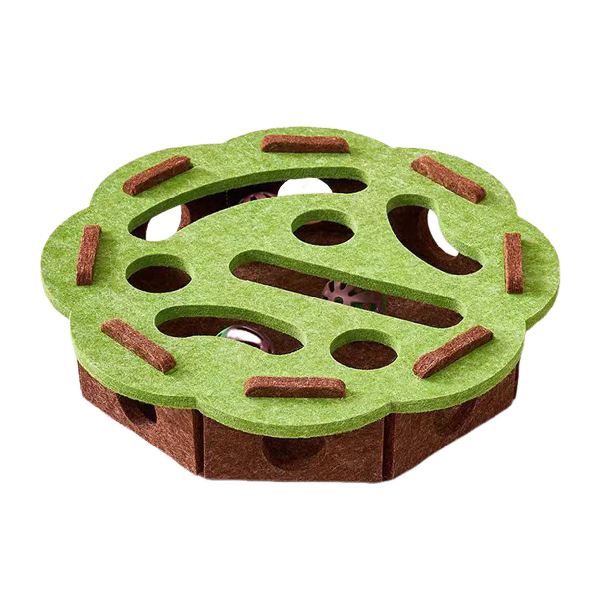 Cat Felt Puzzle Box, Interactive Maze Ball Toy for Indoor Cats and Kittens