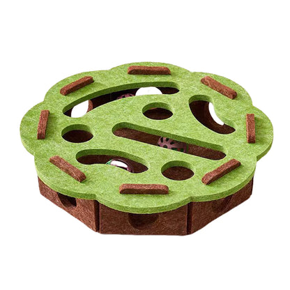 Cat Felt Puzzle Box, Interactive Maze Ball Toy for Indoor Cats and Kittens