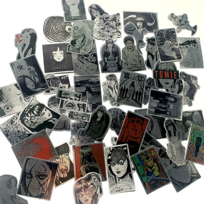 Junji Ito Tomie Horror Anime Stickers, Holographic Waterproof Laptop Decals