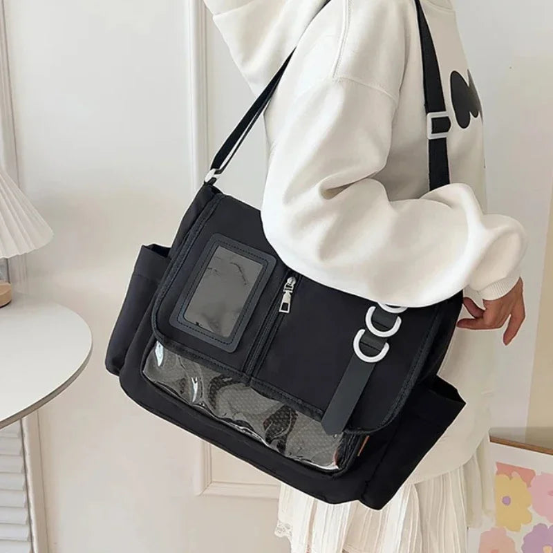 Y2K Transparent School Itabag – Japanese Harajuku Crossbody Shoulder Bag for Girls
