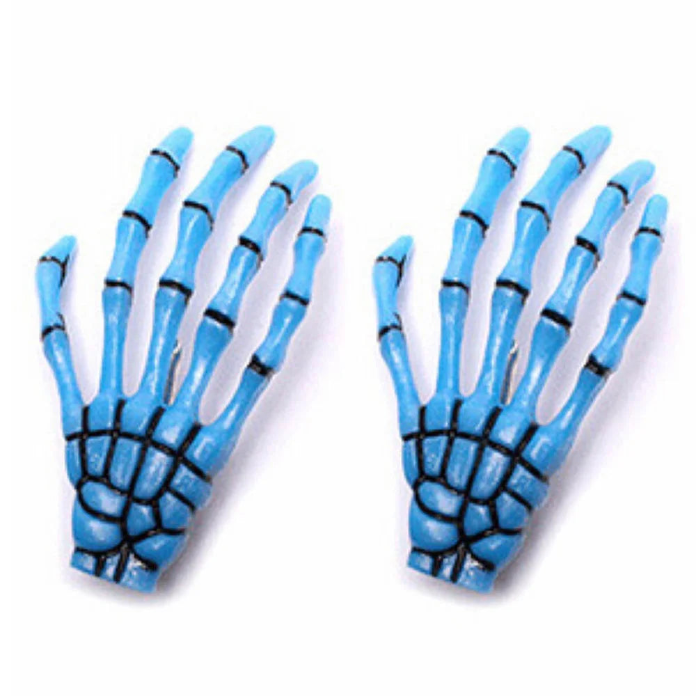 Skull Hand Bone Hair Clips Gothic Ghost Skeleton Claw Hairpin Halloween Accessory