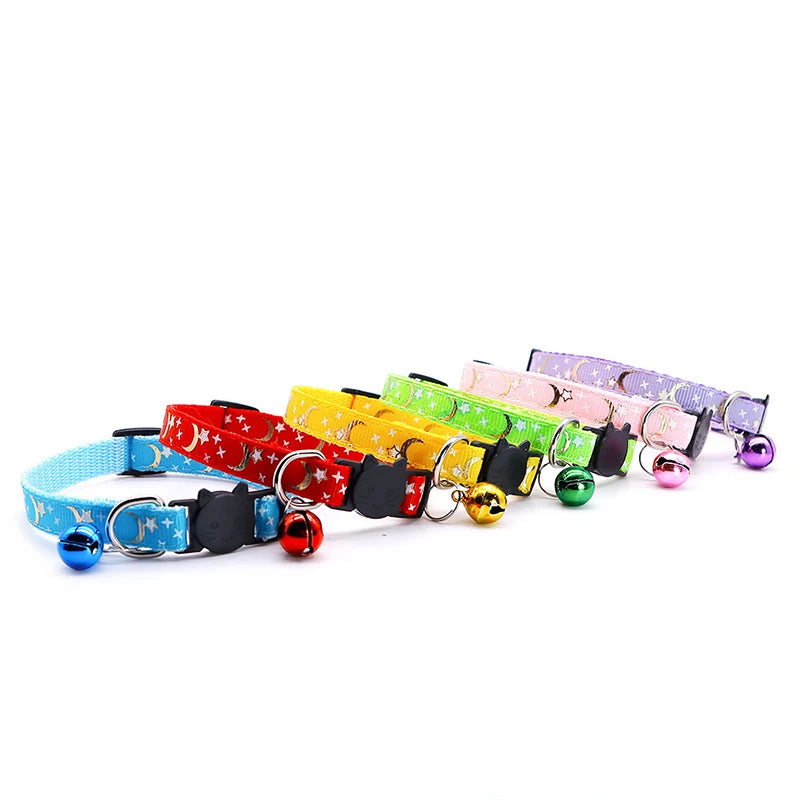 Stars and Moon Cat Collar Reflective Safety Buckle with Bell