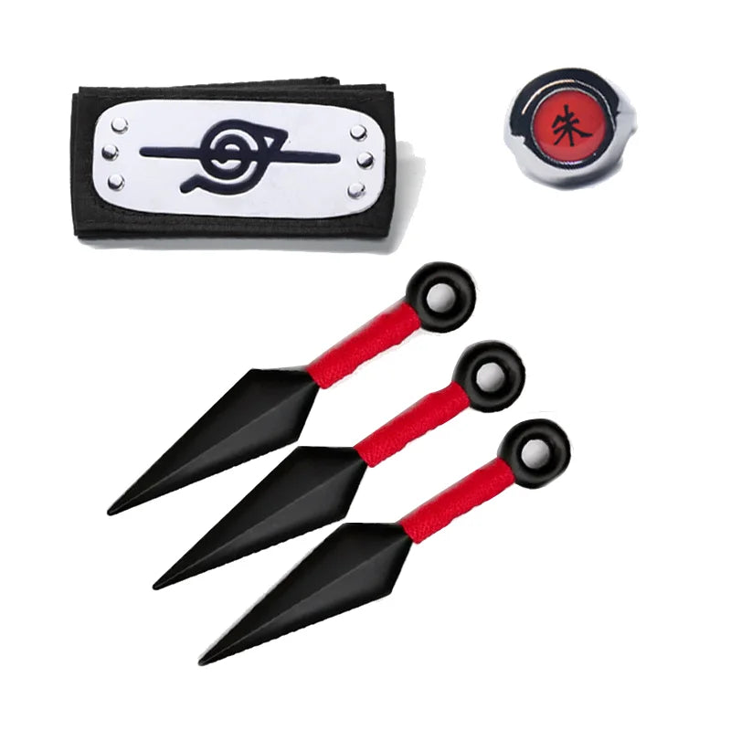 Naruto Kakashi Cosplay Accessory Set - Mask, Headband, Gloves and Kunai Props for Anime Fans