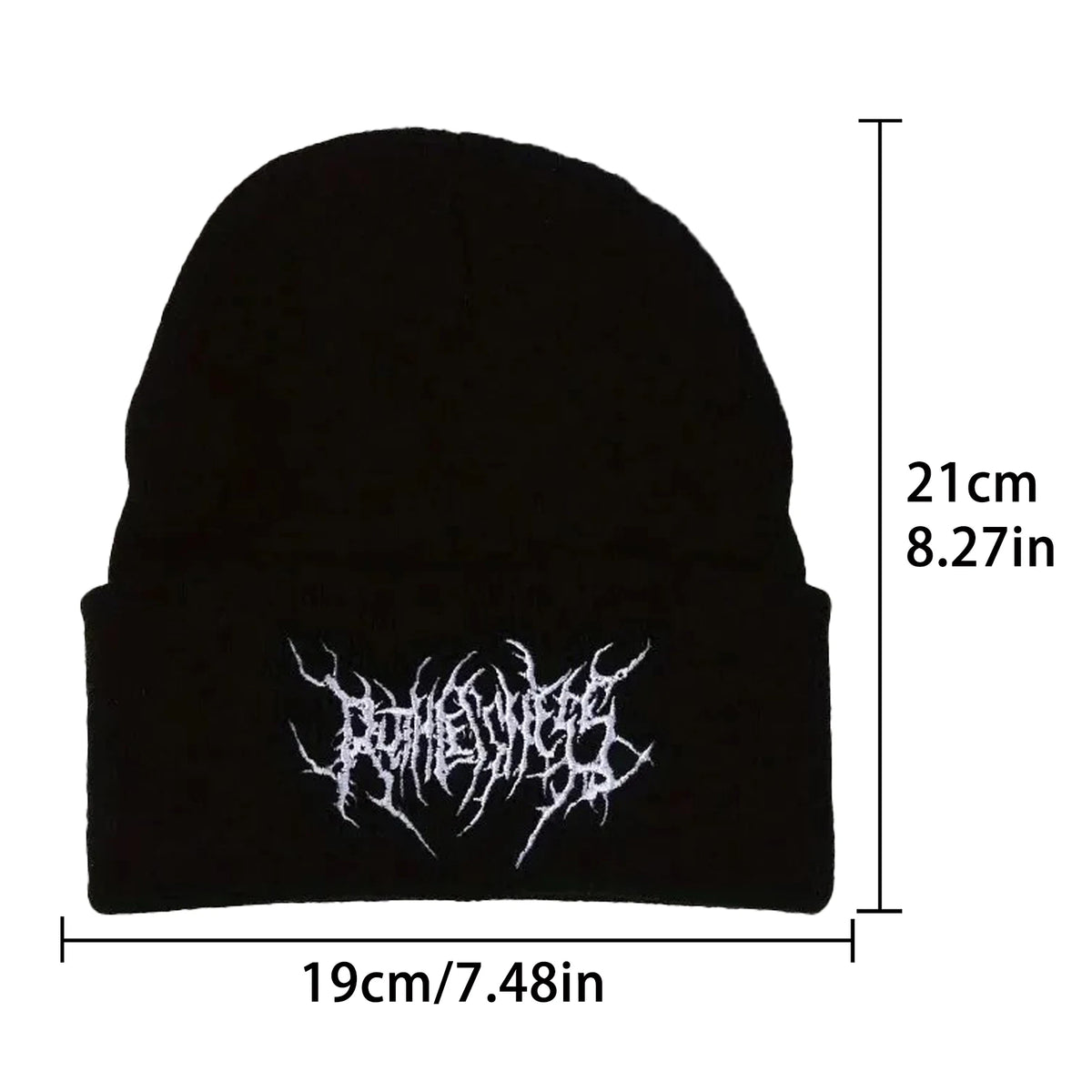 Gothic Street Punk Knitted Beanie Hat – Warm Acrylic Winter Cap for Men & Women