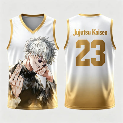Jujutsu Kaisen Gojo Satoru Basketball Jersey - Sleeveless Gradient Number Anime Sport Tank Top