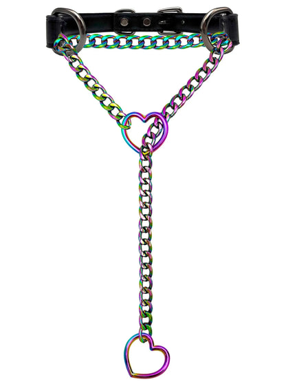 Gothic Heart Ring Layered Chain Choker Necklace