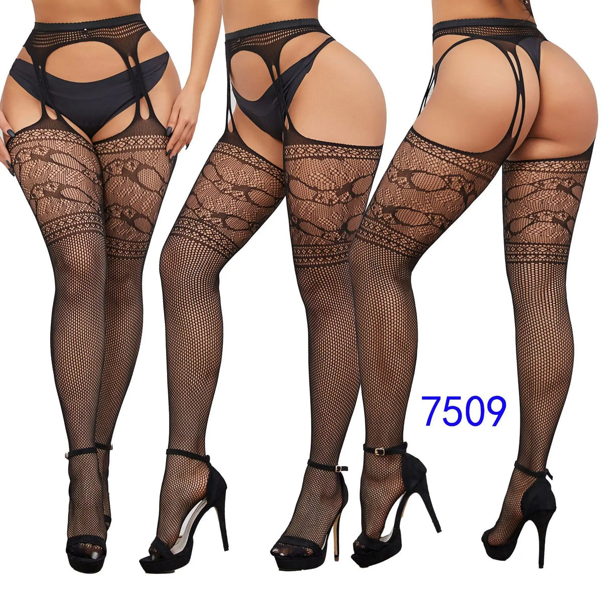 Gothic Sexy Fishnet Stockings Women Harajuku Emo Mesh Thigh High Garter Tights