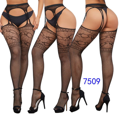 Gothic Sexy Fishnet Stockings Women Harajuku Emo Mesh Thigh High Garter Tights