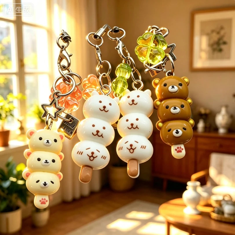Kawaii Rilakkuma-Inspired Stacked Bear Resin Keychain & Bag Charm