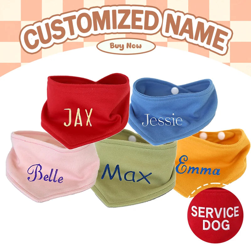 Personalized Embroidered Dog Bandana, Adjustable Anti-Slobber Pet Scarf