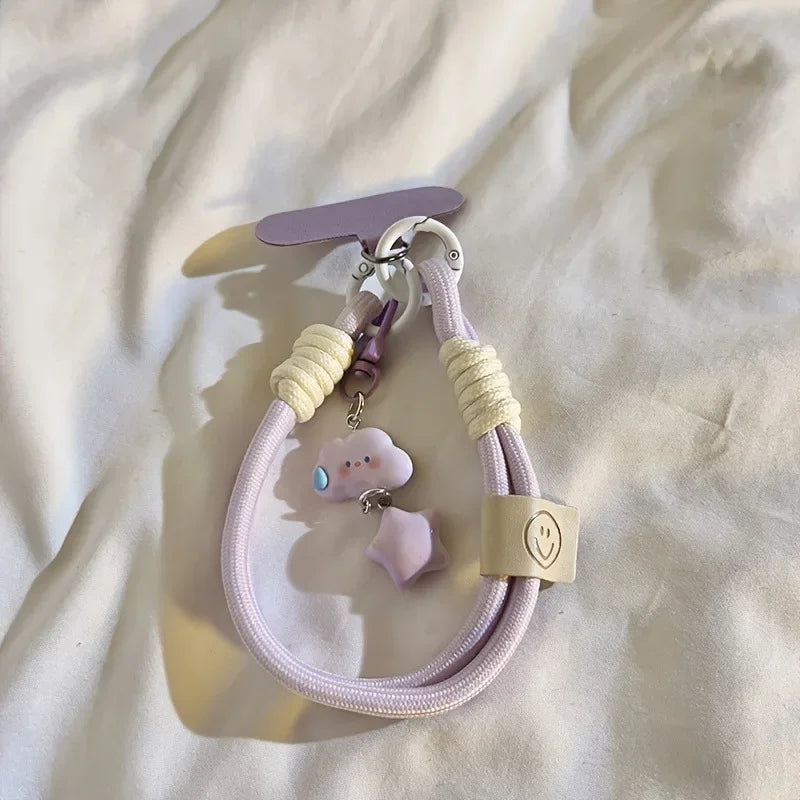 Phone Charm Strap Wrist Lanyard - Cloud Star Keychain Universal Phone Case Strap