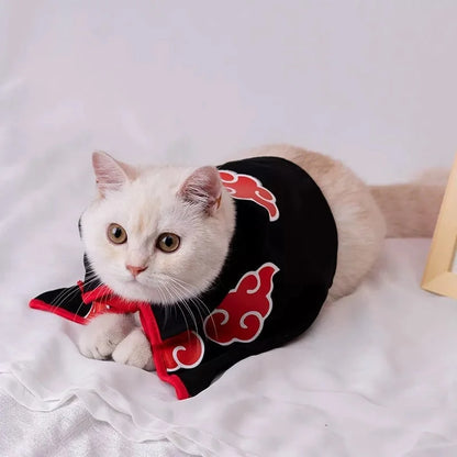 Akatsuki Red Cloud Cat Cloak - Anime Cosplay Costume for Cats & Small Dogs