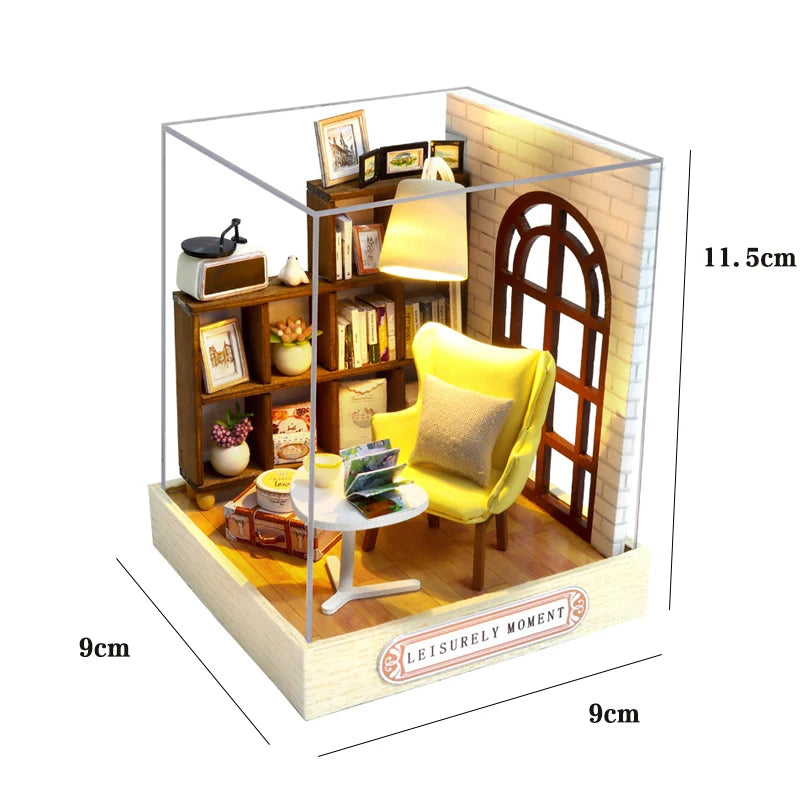 DIY 3D Puzzle Wooden Miniature Dollhouse Building Kit - Handmade Coffee House Model Gift