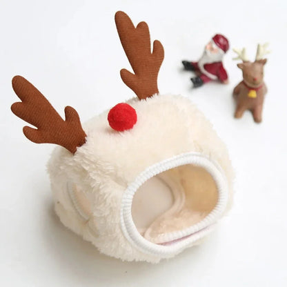 Christmas Pet Costume Santa Elk Hat Bandana Bib Scarf Set for Dogs and Cats