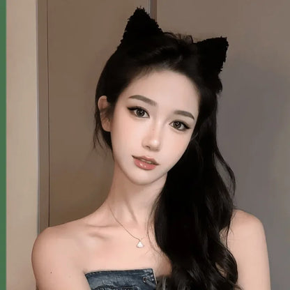 Plush Cat Ear Headband for Women & Girls – Kawaii Soft Cat Ears Hair Band, Cute Cosplay Hair Accessory