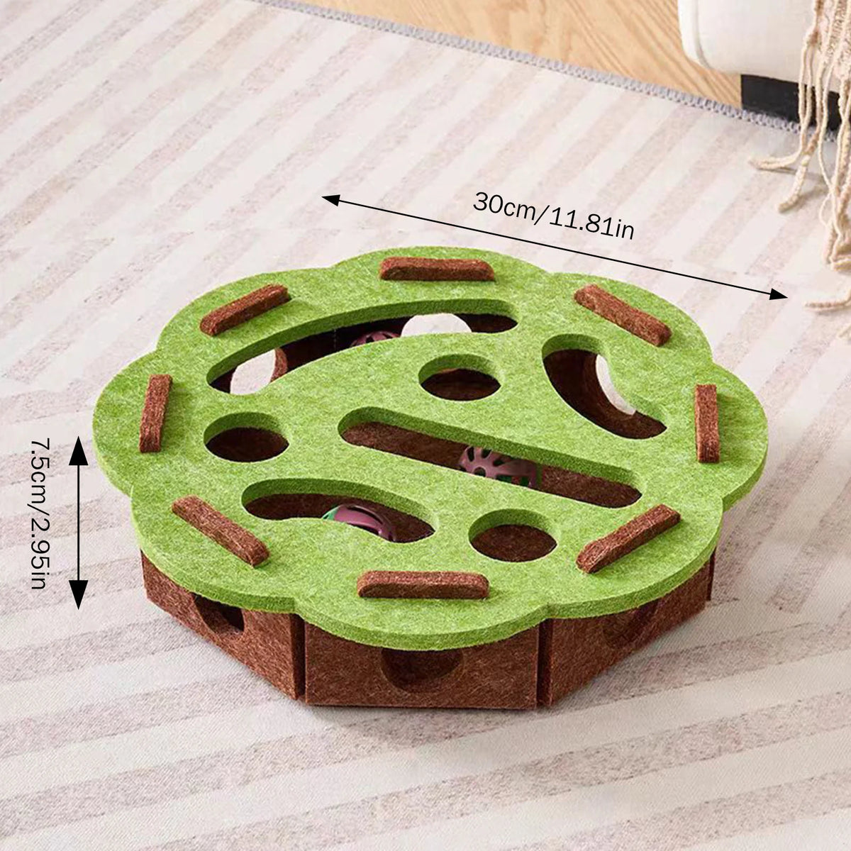 Cat Felt Puzzle Box, Interactive Maze Ball Toy for Indoor Cats and Kittens