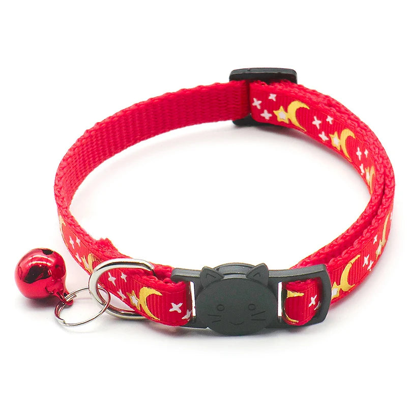 Stars and Moon Cat Collar Reflective Safety Buckle with Bell
