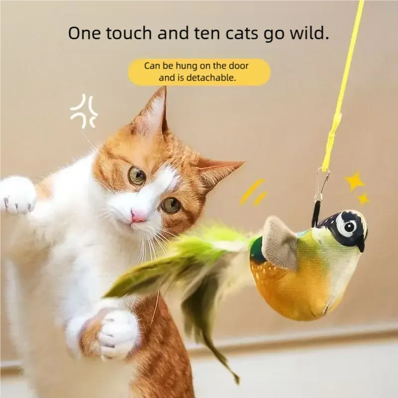 Pet Cat Toys for Indoor Cats Interactive Kitten Plush Toy with Bird Sound & Catnip