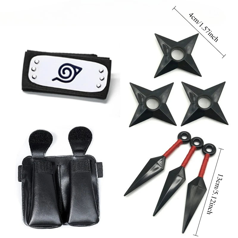 Naruto Kakashi Cosplay Accessory Set - Mask, Headband, Gloves and Kunai Props for Anime Fans