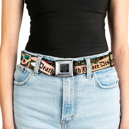 BD Wings Logo CLOSE-UP Full Color Black Silver Seatbelt Belt - Death Before Dishonor Olive Webbing