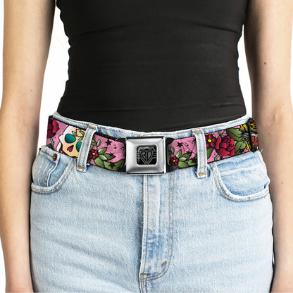 BD Wings Logo CLOSE-UP Full Color Black Silver Seatbelt Belt - Death Before Dishonor Pink Webbing