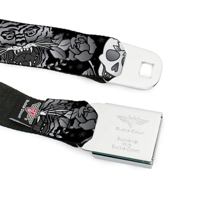 BD Wings Logo CLOSE-UP Full Color Black Silver Seatbelt Belt - Death Before Dishonor Black/White Webbing