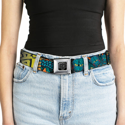 BD Wings Logo CLOSE-UP Full Color Black Silver Seatbelt Belt - Honor Tan Webbing