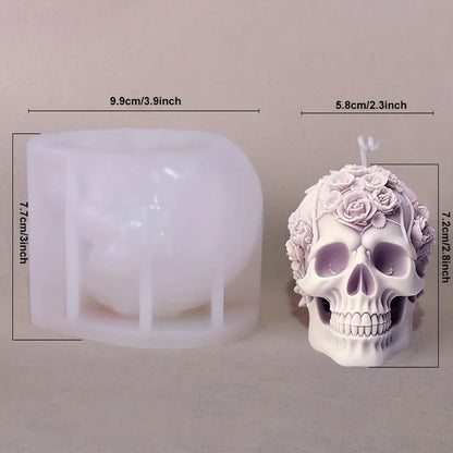 Skull Candle Mold Silicone 3D Flower Halloween DIY Resin & Soap Mold