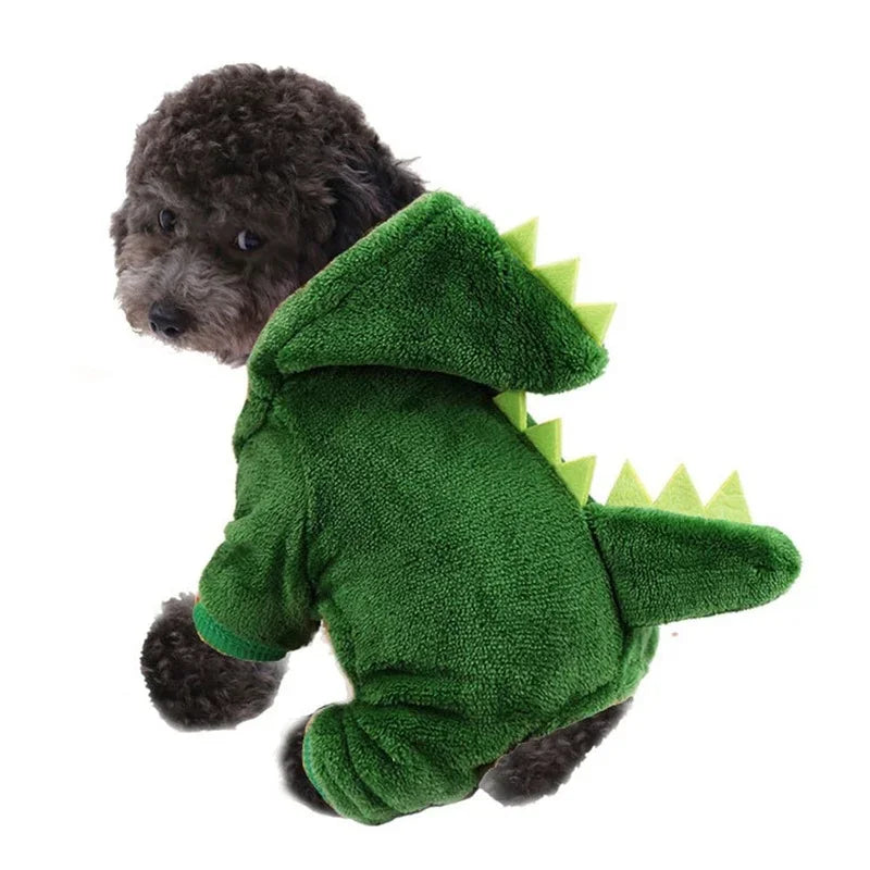 Dinosaur Costume Hoodie for Cats & Small Dogs – Cozy Fleece Halloween Sweater