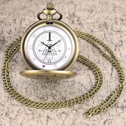 Gravity Pocket Watch Pendant Necklace - Mysterious Triangle Devil Quartz Vintage Women's Wristwatch
