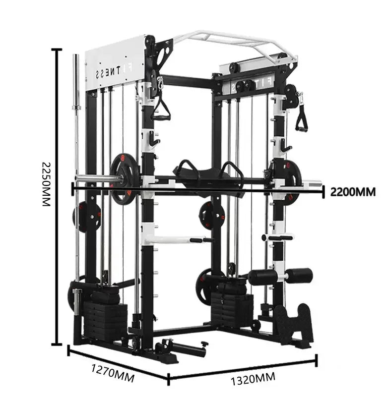Commercial Power Squat Rack Cage Multi-Functional Smith Machine Home Gym Unisex Indoor Use Cable Crossover Trainer