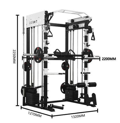 Commercial Power Squat Rack Cage Multi-Functional Smith Machine Home Gym Unisex Indoor Use Cable Crossover Trainer