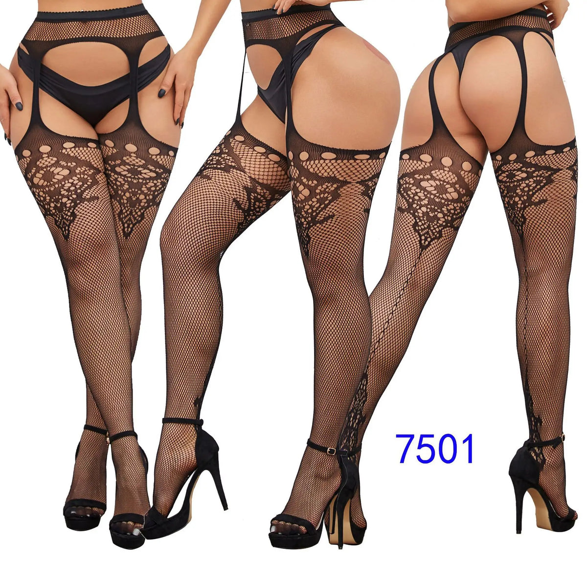 Gothic Sexy Fishnet Stockings Women Harajuku Emo Mesh Thigh High Garter Tights