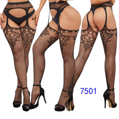 Gothic Sexy Fishnet Stockings Women Harajuku Emo Mesh Thigh High Garter Tights