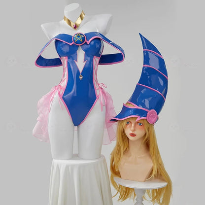 Dark Magician Girl Cosplay Costume for Women - Faux Leather Bunny Girl Bodysuit with Hat