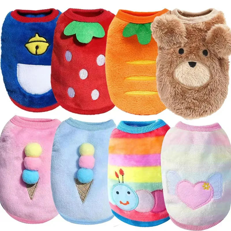 Soft Flannel Puppy Puffer Vest Winter Dog Cat Clothes Small Pets