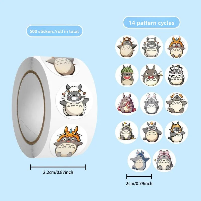 My Neighbor Totoro Waterproof Sticker Roll - 500 Pieces for Phone, Laptop and Water Bottle