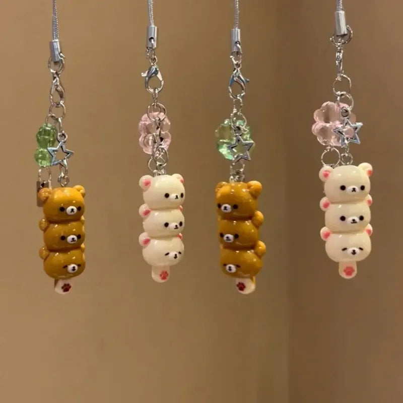 Kawaii Rilakkuma-Inspired Stacked Bear Resin Keychain & Bag Charm