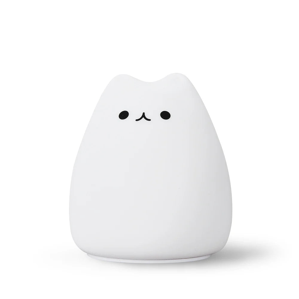 Mini Cat Touch Night Lamp Silicone LED Kids Bedside Nursery Light Gift