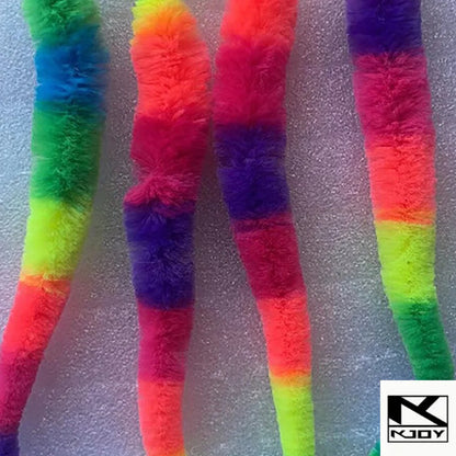 Caterpillar Bouncing Ball Cat Toy, Rainbow Plush Interactive Kitten Chase Toys