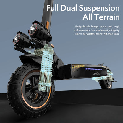 1200W Off Road Electric Scooter for Adult, 48V 13AH Folding E-Scooters Up to 31Mph & 25 Miles Range,11" All Terrain Tire E-Scooter with Double Suspension & Side Light