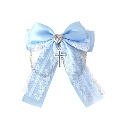 Gothic Lolita Lace Bow Hair Clips – Y2K Cute Ponytail Hairpins & Ita Bag Decoration for Girls