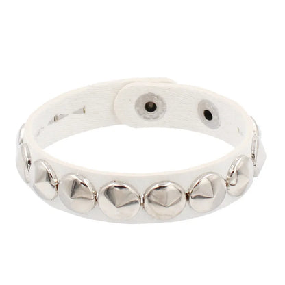 Punk Rivet Chain Leather Bracelet – Spiked Rock Wristband Cuff for Men & Women