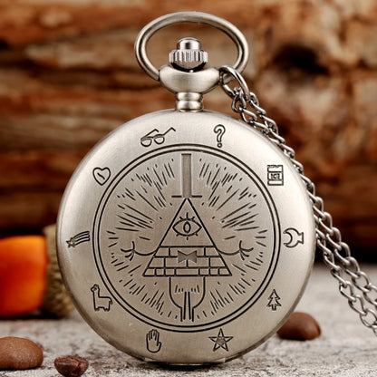 Gravity Pocket Watch Pendant Necklace - Mysterious Triangle Devil Quartz Vintage Women's Wristwatch