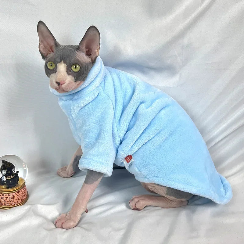 Sphynx Cat Sweater – Soft Hairless Cat Clothes Hoodie Jumpsuit Outfit